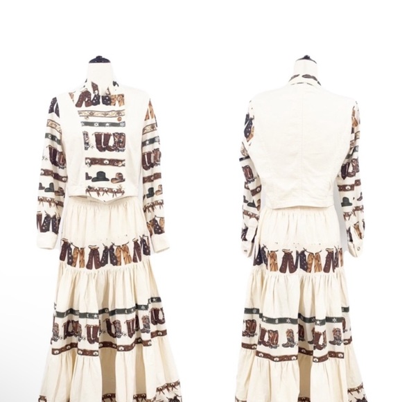 Vintage Western Printed Cowboy Rodeo 2 Piece Set, Size Medium - Picture 11 of 11